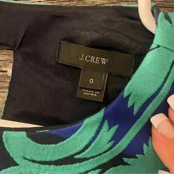 J Crew Dress Vineyard Jaquard A Line Blue Green Size 0 G1061 - Picture 9 of 9